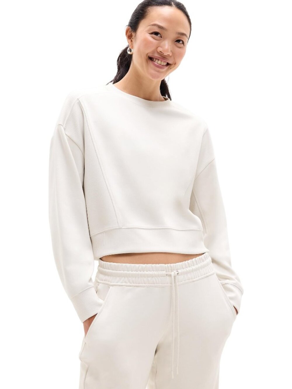 Athleta NWOT Seasoft Rib Crewneck Sweatshirt - XL - women's Bone ivory crop